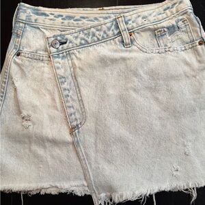 Abercrombie & Fitch Distressed Light Blue Wrap Skirt #2000s